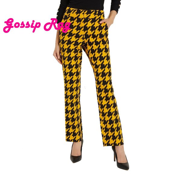 nwt new york & co yellow houndstooth pants suit jacket size medium 6 tall - Picture 3 of 9